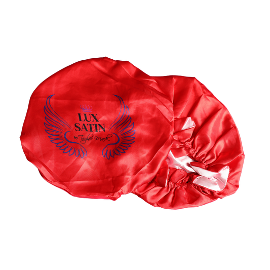 Satin Bonnet - Red (Light Pink Inside)