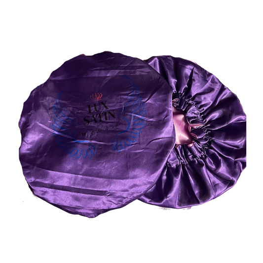 Satin Bonnet- Purple (Light Pink Inside)