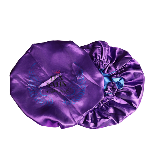 Satin Bonnet - Purple (Dark Blue Inside)