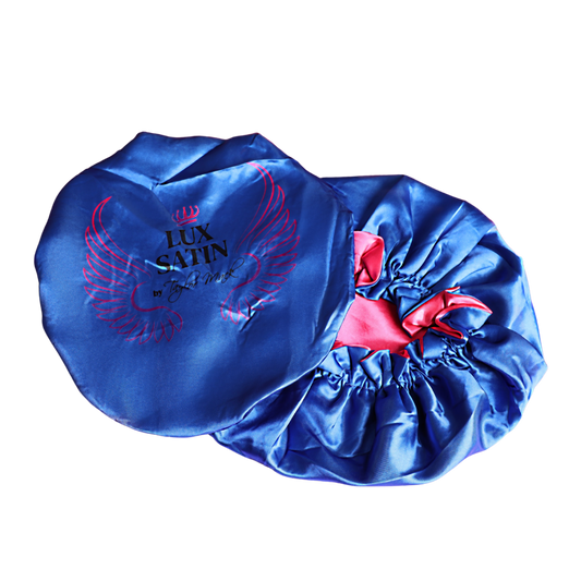 Satin Bonnet - Blue (Hot Pink Inside)