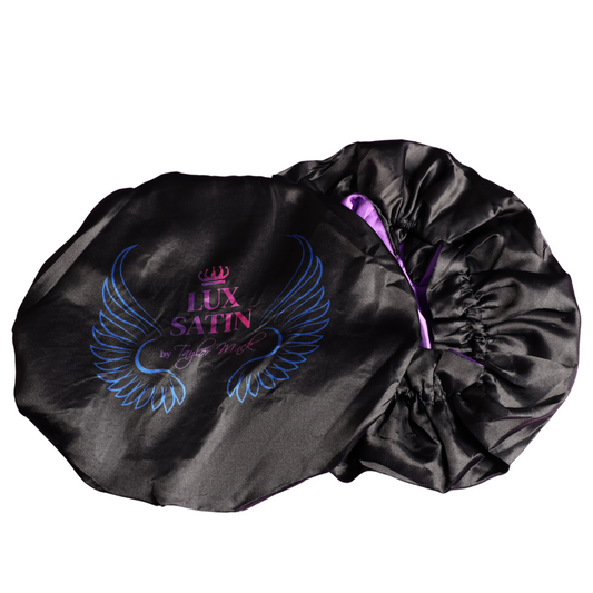 Satin Bonnet - Black (Purple Inside)